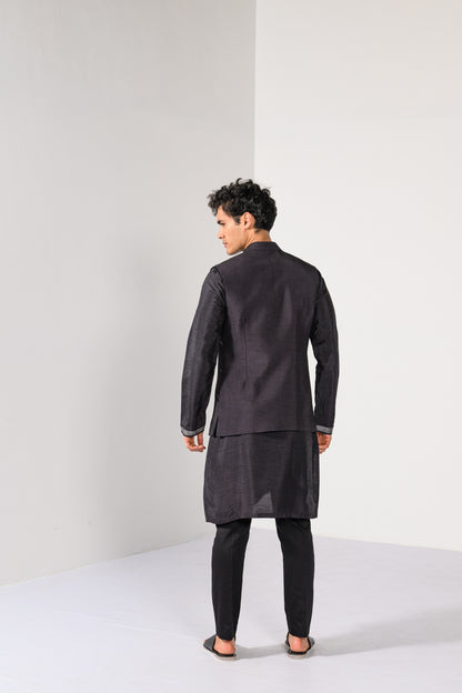 GRAPHITE GEOMETRICS NEHRU KURTA  SET