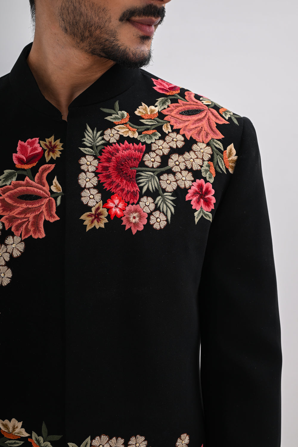 NOIR BLOOM BANDHGALA SET