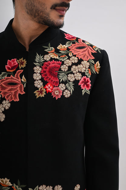 NOIR BLOOM BANDHGALA SET