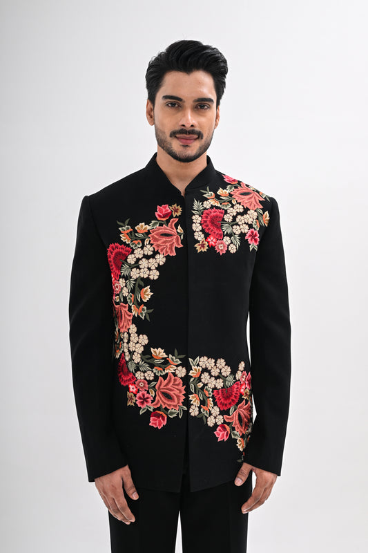 NOIR BLOOM BANDHGALA SET