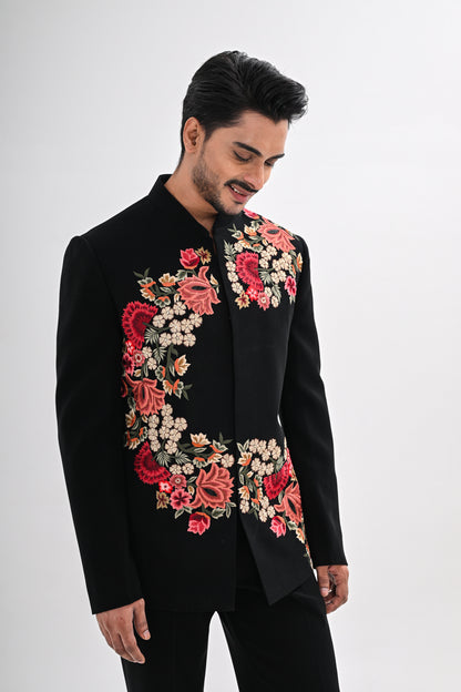 NOIR BLOOM BANDHGALA SET