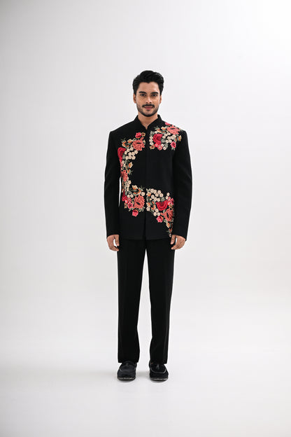 NOIR BLOOM BANDHGALA SET