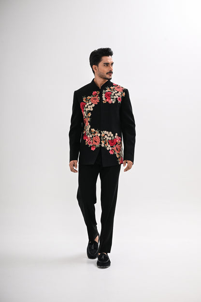 NOIR BLOOM BANDHGALA SET