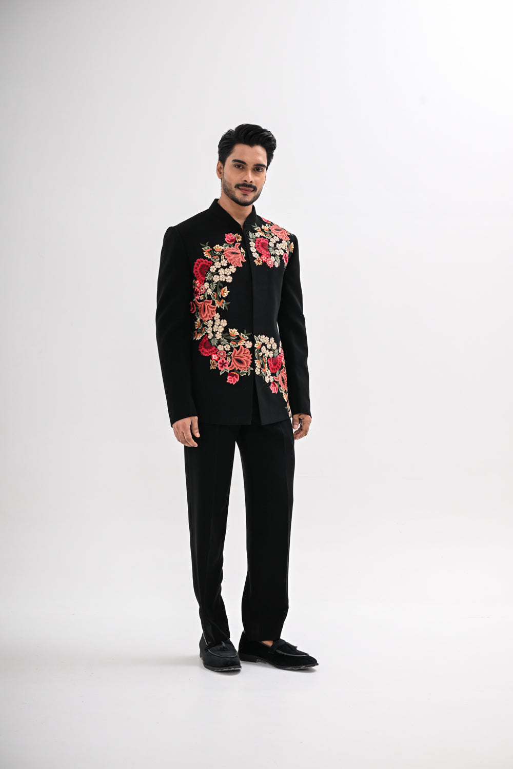 NOIR BLOOM BANDHGALA SET