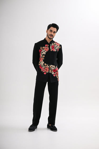 NOIR BLOOM BANDHGALA SET