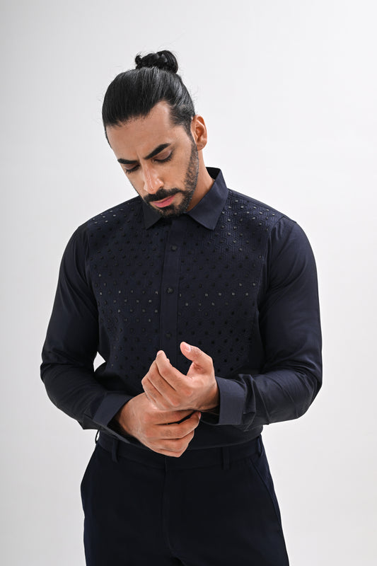 MIDNIGHT BLUE  QUILTED SHIRT