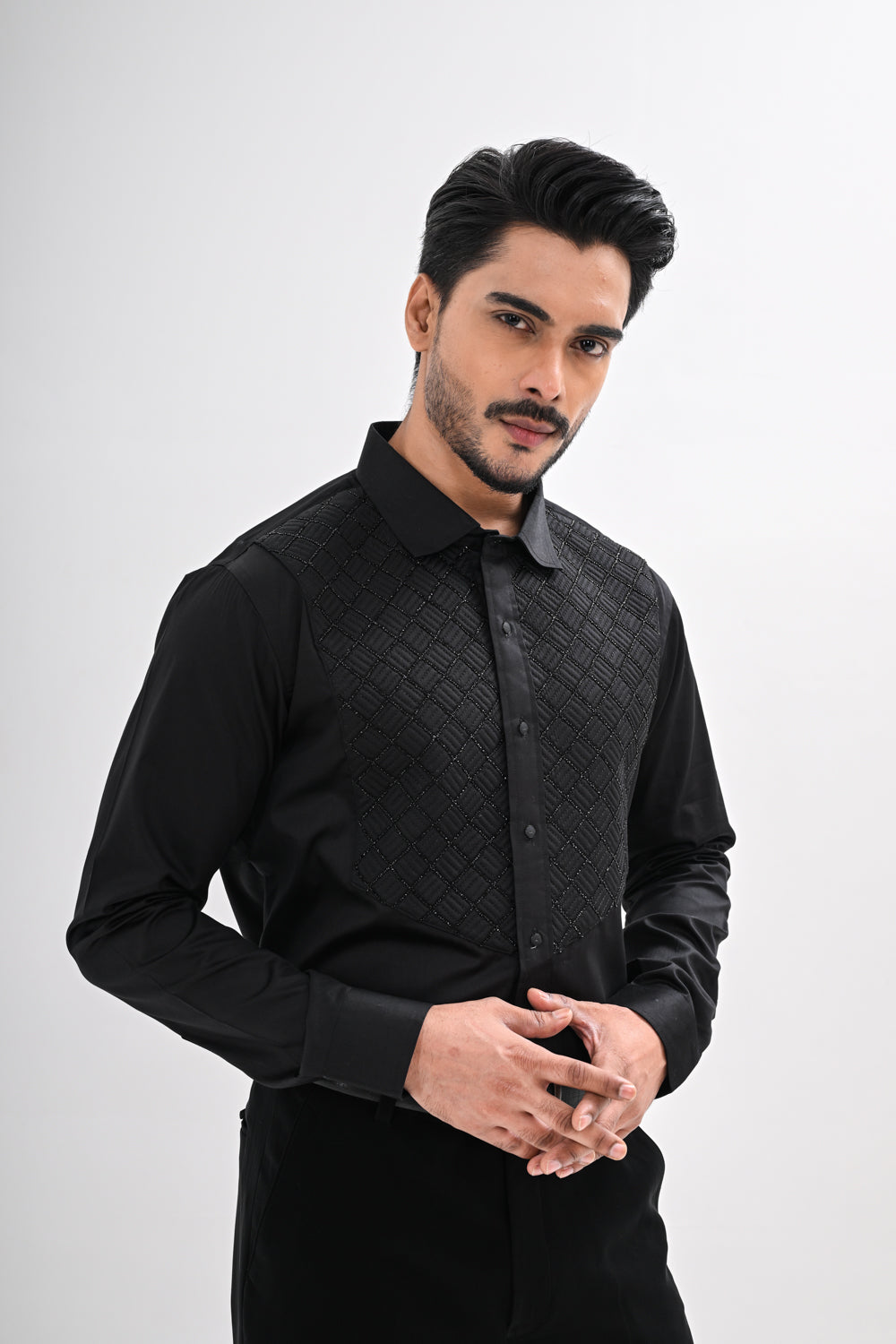 BLACK  QUILTED SHIRT