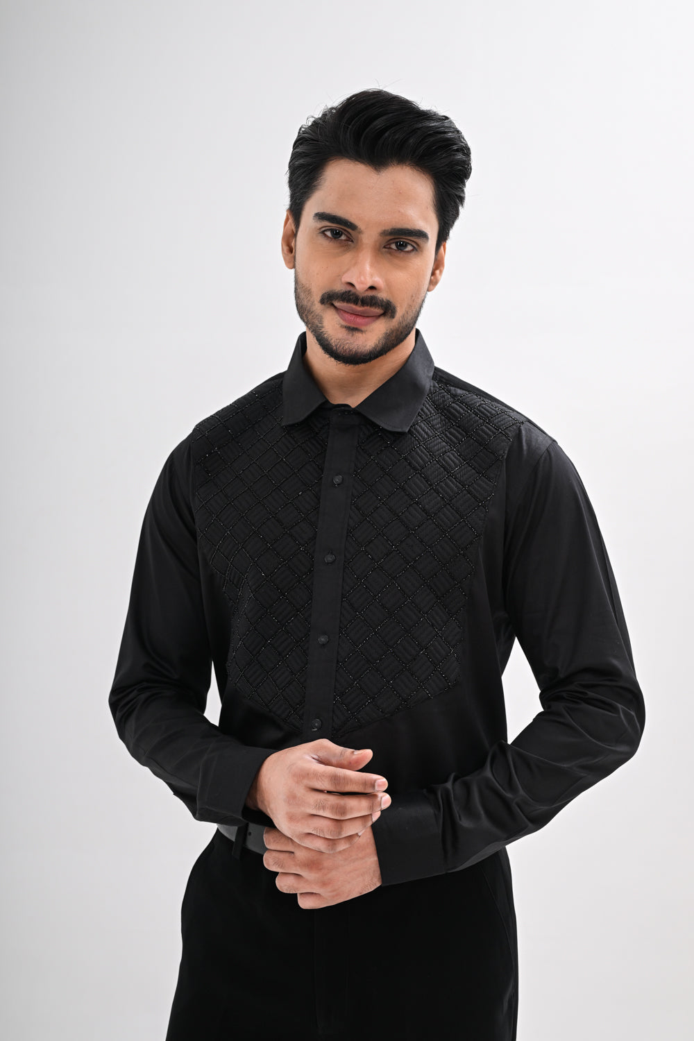 BLACK  QUILTED SHIRT