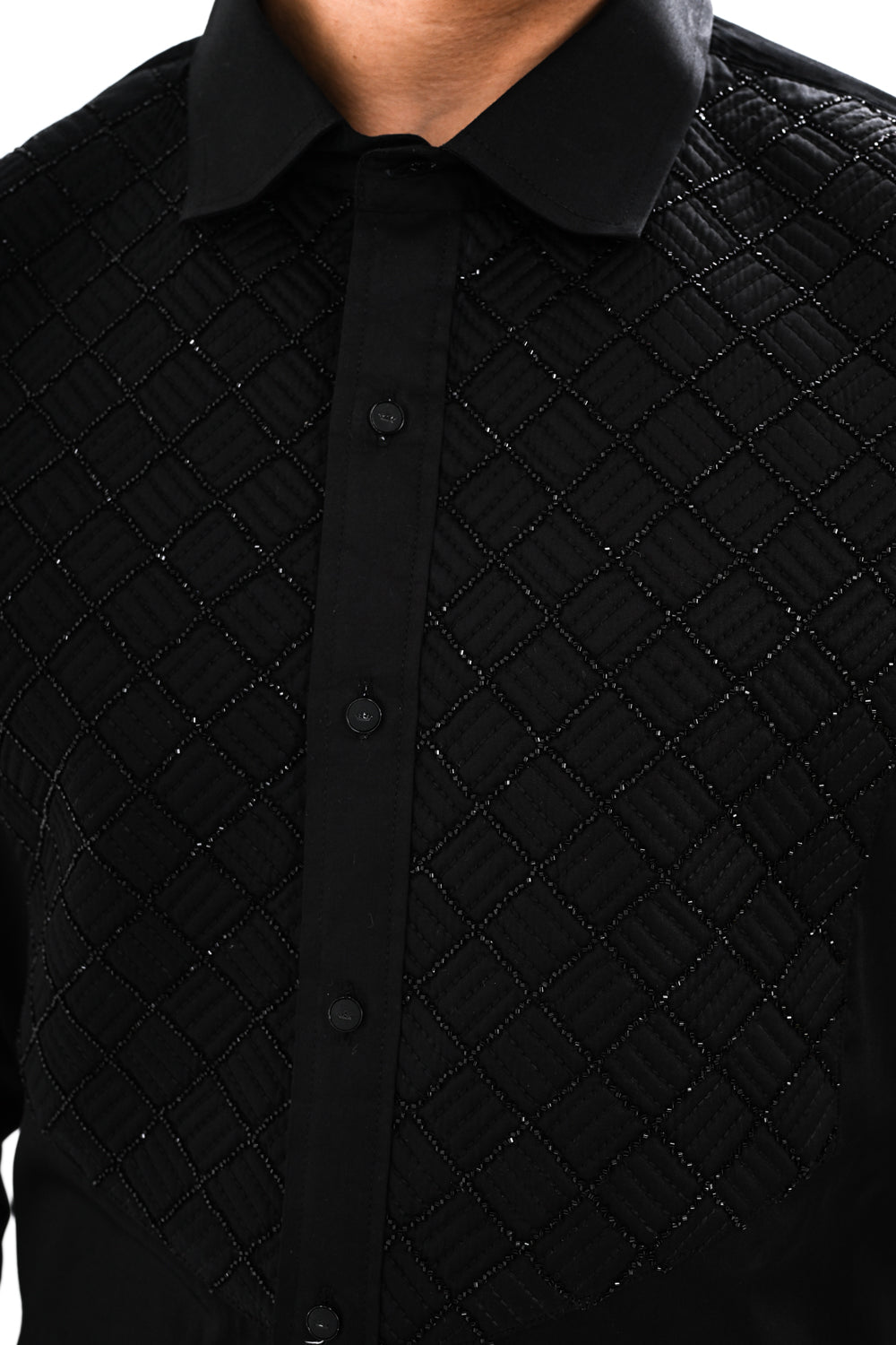BLACK  QUILTED SHIRT
