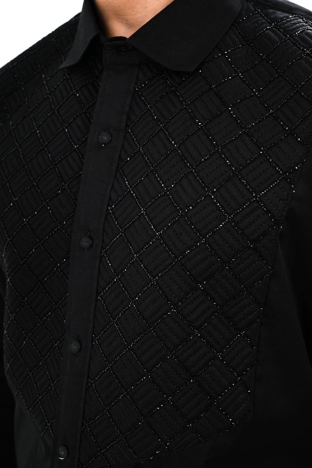 BLACK  QUILTED SHIRT