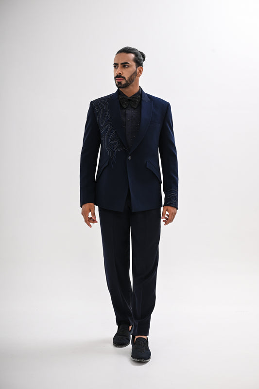 NAVY WAVES TUXEDO SET