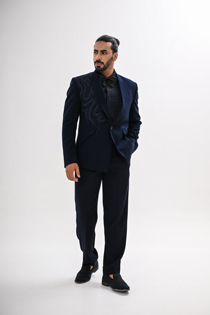 NAVY WAVES TUXEDO SET