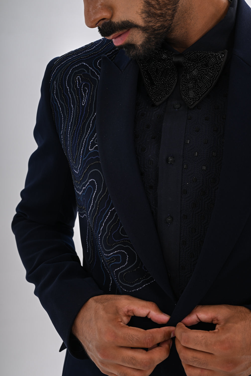 NAVY WAVES TUXEDO SET