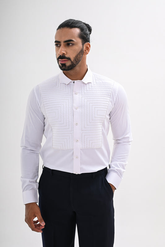 WHITE QUILTED SHIRT