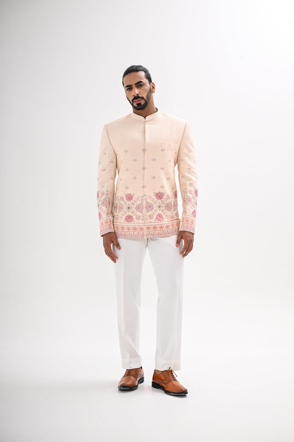GULABI PHULKARI BANDHGALA SET