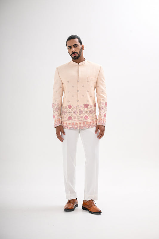 GULABI PHULKARI BANDHGALA SET