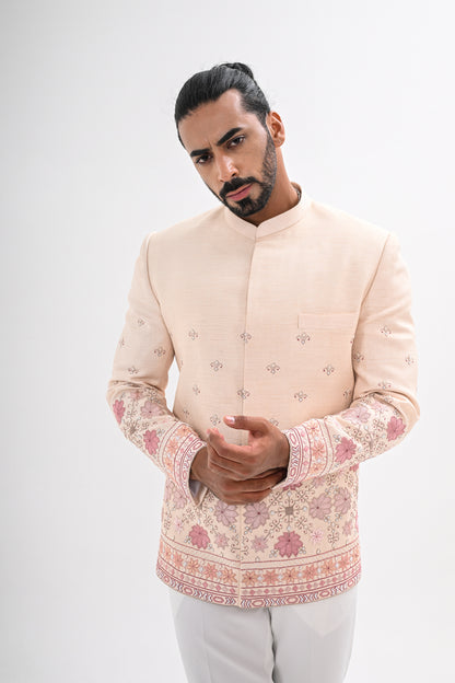 GULABI PHULKARI BANDHGALA SET
