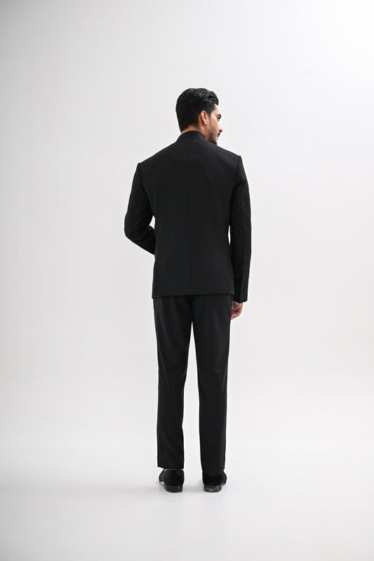 BLACK PINTUCKS TUXEDO SET