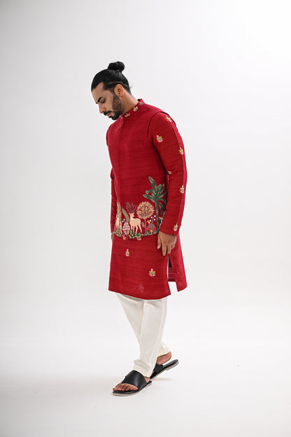 LAAL AANGAN NEHRU JACKET SET
