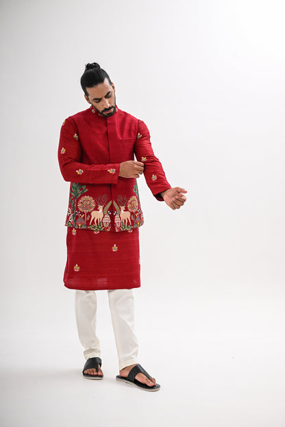 LAAL AANGAN NEHRU JACKET SET
