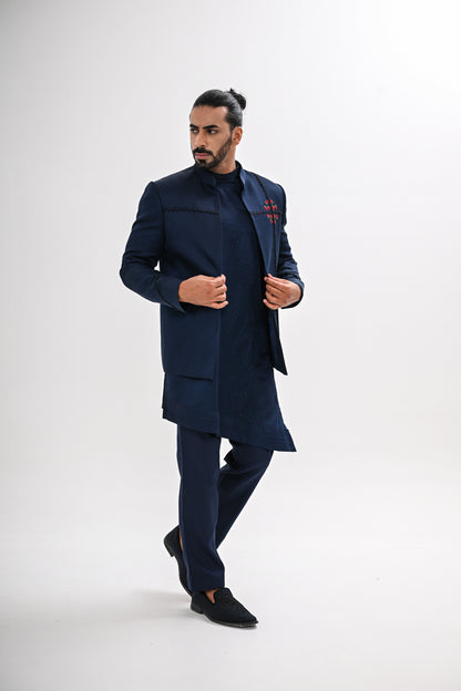 INDIGO BLOOM BANDHGALA SET