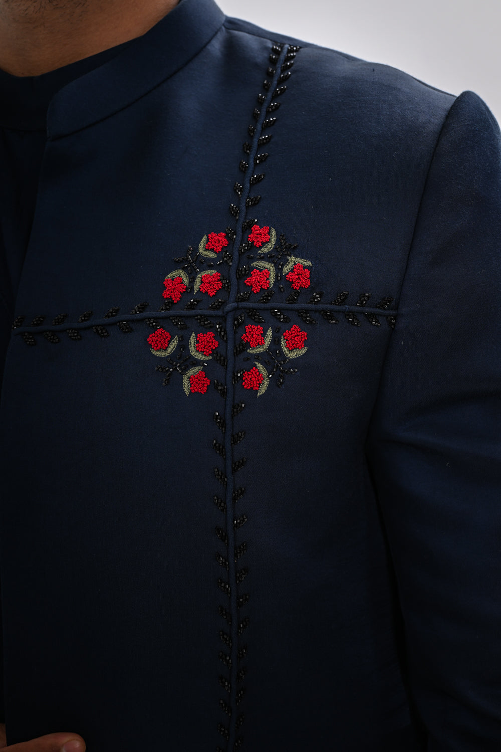 INDIGO BLOOM BANDHGALA SET