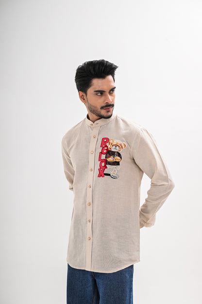 BEIGE  BEAR LINEN SHIRT