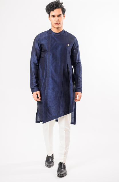 NAVY BLUE PHULKARI NEHRU JACKET SET