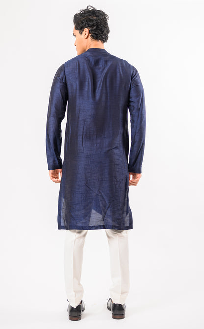 NAVY BLUE PHULKARI NEHRU JACKET SET